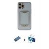 MARSİLYAN™- iPhone 12 Pro Max Kılıf Kozmos Minimal Prime - Siyah 3D Antistatik Cam Ekran Koruyucu + Shine Kamera Lens Koruma Cam - GD
