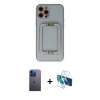 MARSİLYAN™- iPhone 12 Pro Max Kılıf Kozmos Minimal Prime - Siyah 3D Antistatik Cam Ekran Koruyucu + Neon Fosforlu Kamera Lens - MI