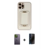 MARSİLYAN™- iPhone 12 Pro Max Kılıf Kozmos Minimal Prime - Siyah 3D Antistatik Hayalet Cam Ekran Koruyucu + Neon Fosforlu Kamera Lens - YL