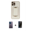 MARSİLYAN™- iPhone 12 Pro Max Kılıf Kozmos Minimal Prime - Siyah 3D Antistatik Hayalet Cam Ekran Koruyucu + Neon Fosforlu Kamera Lens - MI