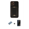 MARSİLYAN™- iPhone 12 Pro Max Kılıf Kozmos Minimal Prime - Siyah 3D Antistatik Hayalet Cam Ekran Koruyucu + Shine Kamera Lens Koruma Cam - GS