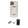 MARSİLYAN™- iPhone 12 Pro Max Kılıf Kozmos Minimal Prime - Siyah 3D Antistatik Hayalet Cam Ekran Koruyucu + Shine Kamera Lens Koruma Cam - GS