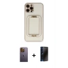 MARSİLYAN™- iPhone 12 Pro Max Kılıf Kozmos Minimal Prime - Siyah 3D Antistatik Hayalet Cam Ekran Koruyucu + Neon Fosforlu Kamera Lens - SI