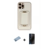 MARSİLYAN™- iPhone 12 Pro Max Kılıf Kozmos Minimal Prime - Siyah 3D Antistatik Hayalet Cam Ekran Koruyucu + Mavi Shine Kamera Lens Koruma Cam