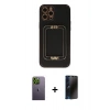 MARSİLYAN™- iPhone 12 Pro Max Kılıf Kozmos Minimal Prime - Siyah 3D Antistatik Hayalet Cam Ekran Koruyucu + Neon Fosforlu Kamera Lens - YL