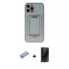 MARSİLYAN™- iPhone 12 Pro Max Kılıf Kozmos Minimal Prime - Siyah 3D Antistatik Hayalet Cam Ekran Koruyucu + Shine Kamera Lens Koruma Cam - MI