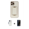MARSİLYAN™- iPhone 12 Pro Max Kılıf Kozmos Minimal Prime - Siyah 3D Antistatik Hayalet Cam Ekran Koruyucu + Shine Kamera Lens - LT