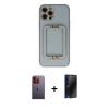 MARSİLYAN™- iPhone 12 Pro Max Kılıf Kozmos Minimal Prime - Siyah 3D Antistatik Hayalet Cam Ekran Koruyucu + Neon Fosforlu Kamera Lens - TU