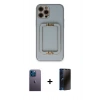 MARSİLYAN™- iPhone 12 Pro Max Kılıf Kozmos Minimal Prime - Siyah 3D Antistatik Hayalet Cam Ekran Koruyucu + Neon Fosforlu Kamera Lens - MI