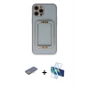 MARSİLYAN™- iPhone 12 Pro Max Kılıf Kozmos Minimal Prime - Siyah 3D Antistatik Seramik Nano Ekran Koruyucu + Renkli Kamera Lens Koruma Cam - SI