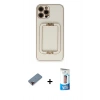 MARSİLYAN™- iPhone 12 Pro Max Kılıf Kozmos Minimal Prime - Siyah 5D Eko Cam Ekran Koruyucu + Metal Kamera Lens Koruma Cam - KI