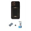 MARSİLYAN™- iPhone 12 Pro Max Kılıf Kozmos Minimal Prime - Siyah 5D Eko Cam Ekran Koruyucu + Metal Kamera Lens Koruma Cam - KI