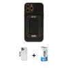 MARSİLYAN™- iPhone 12 Pro Max Kılıf Kozmos Minimal Prime - Siyah 5D Eko Cam Ekran Koruyucu + Shine Kamera Lens - LT