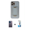 MARSİLYAN™- iPhone 12 Pro Max Kılıf Kozmos Minimal Prime - Siyah 5D Eko Cam Ekran Koruyucu + Neon Fosforlu Kamera Lens - MI