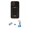 MARSİLYAN™- iPhone 12 Pro Max Kılıf Kozmos Minimal Prime - Siyah 5D Eko Cam Ekran Koruyucu + Shine Kamera Lens Koruma Cam - MI