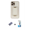 MARSİLYAN™- iPhone 12 Pro Max Kılıf Kozmos Minimal Prime - Siyah 5D Eko Cam Ekran Koruyucu + Metal Kamera Lens Koruma Cam - GD