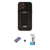 MARSİLYAN™- iPhone 12 Pro Max Kılıf Kozmos Minimal Prime - Siyah 5D Eko Cam Ekran Koruyucu + Metal Kamera Lens Koruma Cam - GD