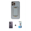 MARSİLYAN™- iPhone 12 Pro Max Kılıf Kozmos Minimal Prime - Siyah 5D Eko Cam Ekran Koruyucu + Neon Fosforlu Kamera Lens - BZ