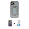 MARSİLYAN™- iPhone 12 Pro Max Kılıf Kozmos Minimal Prime - Siyah 5D Eko Cam Ekran Koruyucu + Neon Fosforlu Kamera Lens - YL