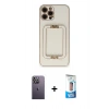 MARSİLYAN™- iPhone 12 Pro Max Kılıf Kozmos Minimal Prime - Siyah 5D Eko Cam Ekran Koruyucu + Neon Fosforlu Kamera Lens - BZ