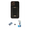 MARSİLYAN™- iPhone 12 Pro Max Kılıf Kozmos Minimal Prime - Siyah 5D Eko Cam Ekran Koruyucu + Shine Kamera Lens Koruma Cam - PE
