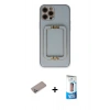 MARSİLYAN™- iPhone 12 Pro Max Kılıf Kozmos Minimal Prime - Siyah 5D Eko Cam Ekran Koruyucu + Sierra Blue Shine Kamera Lens Koruma Cam