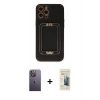 MARSİLYAN™- iPhone 12 Pro Max Kılıf Kozmos Minimal Prime - Siyah 6D Mat Seramik Hayalet Nano Ekran Koruyucu + Beyaz Neon Fosforlu Kamera Lens