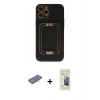 MARSİLYAN™- iPhone 12 Pro Max Kılıf Kozmos Minimal Prime - Siyah 6D Mat Seramik Hayalet Nano Ekran Koruyucu + Renkli Kamera Lens Koruma Cam - PE