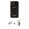 MARSİLYAN™- iPhone 12 Pro Max Kılıf Kozmos Minimal Prime - Siyah 6D Mat Seramik Hayalet Nano Ekran Koruyucu + Mavi Shine Kamera Lens Koruma Cam