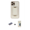 MARSİLYAN™- iPhone 12 Pro Max Kılıf Kozmos Minimal Prime - Siyah 6D Mat Seramik Hayalet Nano Ekran Koruyucu + Renkli Kamera Lens Koruma Cam - TU
