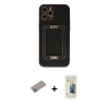 MARSİLYAN™- iPhone 12 Pro Max Kılıf Kozmos Minimal Prime - Siyah 6D Mat Seramik Hayalet Nano Ekran Koruyucu + Shine Kamera Lens Koruma Cam - SABE