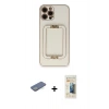MARSİLYAN™- iPhone 12 Pro Max Kılıf Kozmos Minimal Prime - Siyah 6D Mat Seramik Hayalet Nano Ekran Koruyucu + Yeşil Renkli Kamera Lens Koruma Cam