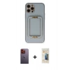 MARSİLYAN™- iPhone 12 Pro Max Kılıf Kozmos Minimal Prime - Siyah 6D Mat Seramik Hayalet Nano Ekran Koruyucu + Turuncu Neon Fosforlu Kamera Lens