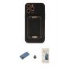 MARSİLYAN™- iPhone 12 Pro Max Kılıf Kozmos Minimal Prime - Siyah 6D Mat Seramik Hayalet Nano Ekran Koruyucu + Shine Kamera Lens Koruma Cam - GD