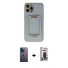MARSİLYAN™- iPhone 12 Pro Max Kılıf Kozmos Minimal Prime - Siyah Bilvis Hayalet Cam Ekran Koruyucu + Neon Fosforlu Kamera Lens - MI