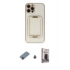 MARSİLYAN™- iPhone 12 Pro Max Kılıf Kozmos Minimal Prime - Siyah Bilvis Hayalet Cam Ekran Koruyucu + Metal Kamera Lens Koruma Cam - KI