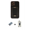 MARSİLYAN™- iPhone 12 Pro Max Kılıf Kozmos Minimal Prime - Siyah Bilvis Hayalet Cam Ekran Koruyucu + Metal Kamera Lens Koruma Cam - KI