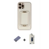 MARSİLYAN™- iPhone 12 Pro Max Kılıf Kozmos Minimal Prime - Siyah Bilvis Hayalet Cam Ekran Koruyucu + Metal Kamera Lens Koruma Cam - GD