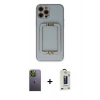 MARSİLYAN™- iPhone 12 Pro Max Kılıf Kozmos Minimal Prime - Siyah Bilvis Hayalet Cam Ekran Koruyucu + Neon Fosforlu Kamera Lens - YL