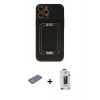 MARSİLYAN™- iPhone 12 Pro Max Kılıf Kozmos Minimal Prime - Siyah Bilvis Hayalet Cam Ekran Koruyucu + Renkli Kamera Lens Koruma Cam - SI