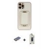 MARSİLYAN™- iPhone 12 Pro Max Kılıf Kozmos Minimal Prime - Siyah Bilvis Hayalet Cam Ekran Koruyucu + Renkli Kamera Lens Koruma Cam - TU