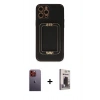 MARSİLYAN™- iPhone 12 Pro Max Kılıf Kozmos Minimal Prime - Siyah Bilvis Hayalet Cam Ekran Koruyucu + Neon Fosforlu Kamera Lens - TU