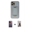 MARSİLYAN™- iPhone 12 Pro Max Kılıf Kozmos Minimal Prime - Siyah Bilvis Hayalet Cam Ekran Koruyucu + Neon Fosforlu Kamera Lens - TU