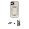 MARSİLYAN™- iPhone 12 Pro Max Kılıf Kozmos Minimal Prime - Siyah Bilvis Hayalet Cam Ekran Koruyucu + Renkli Kamera Lens Koruma Cam - TU