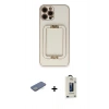 MARSİLYAN™- iPhone 12 Pro Max Kılıf Kozmos Minimal Prime - Siyah Bilvis Hayalet Cam Ekran Koruyucu + Renkli Kamera Lens Koruma Cam - YL