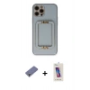 MARSİLYAN™- iPhone 12 Pro Max Kılıf Kozmos Minimal Prime - Siyah Joko 5D Cam + Gold Metal Kamera Lens Koruma Cam