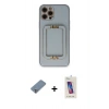 MARSİLYAN™- iPhone 12 Pro Max Kılıf Kozmos Minimal Prime - Siyah Joko 5D Cam + Gümüş Metal Kamera Lens Koruma Cam
