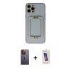 MARSİLYAN™- iPhone 12 Pro Max Kılıf Kozmos Minimal Prime - Siyah Joko 5D Cam + Neon Fosforlu Kamera Lens - SI