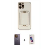MARSİLYAN™- iPhone 12 Pro Max Kılıf Kozmos Minimal Prime - Siyah Joko 5D Cam + Neon Fosforlu Kamera Lens - SI