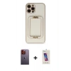 MARSİLYAN™- iPhone 12 Pro Max Kılıf Kozmos Minimal Prime - Siyah Joko 5D Cam + Neon Fosforlu Kamera Lens - TU